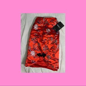 Oriental Red Satin Mini Skirt